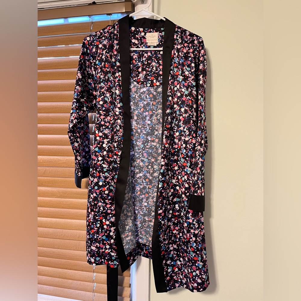 Kate Spade Black Patterned Silk Robe